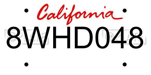 8WHD048 California License Plate