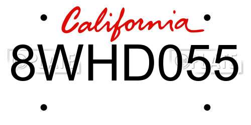 8WHD055 California License Plate