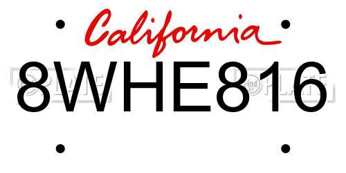 8WHE816 California License Plate
