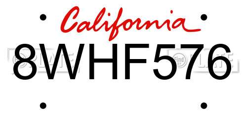 8WHF576 California License Plate