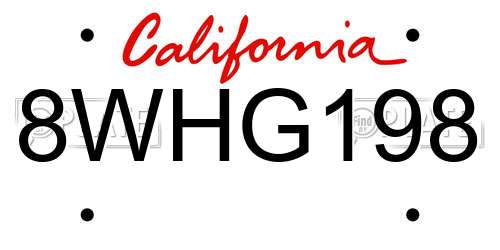 8WHG198 California License Plate