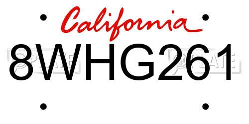 8WHG261 California License Plate