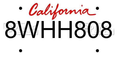 8WHH808 California License Plate