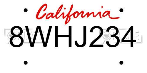 8WHJ234 California License Plate