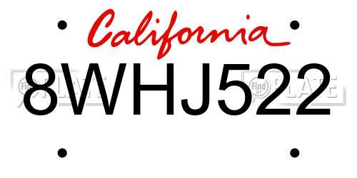 8WHJ522 California License Plate
