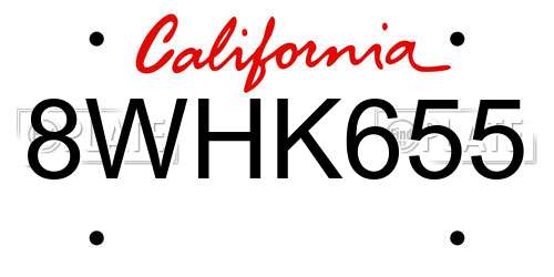 8WHK655 California License Plate