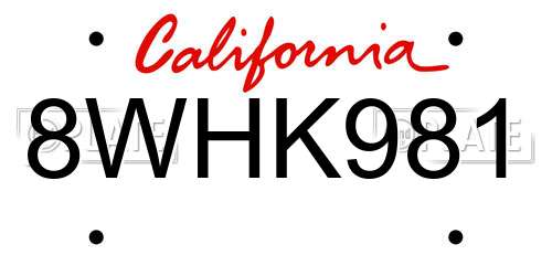 8WHK981 California License Plate