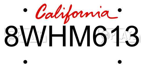 8WHM613 California License Plate