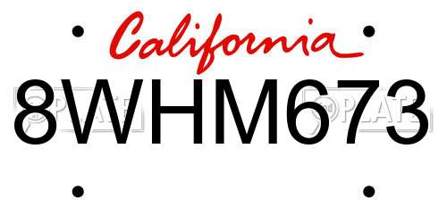 8WHM673 California License Plate