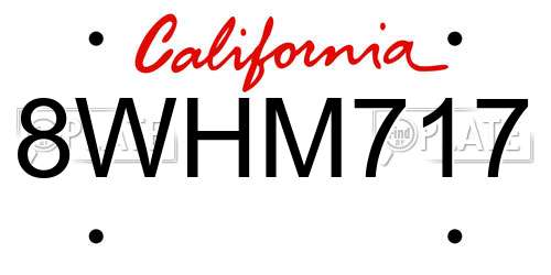 8WHM717 California License Plate