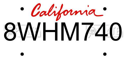 8WHM740 California License Plate