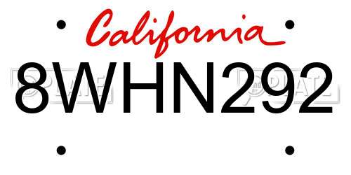 8WHN292 California License Plate