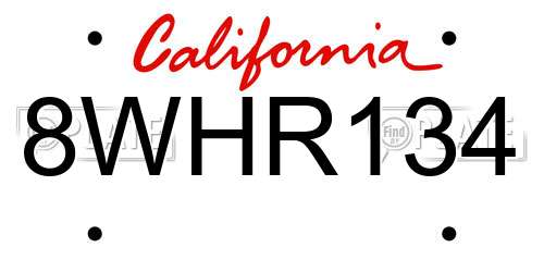 8WHR134 California License Plate