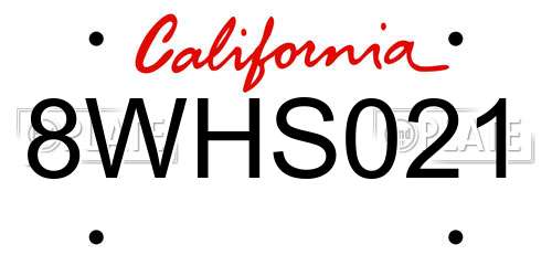 8WHS021 California License Plate