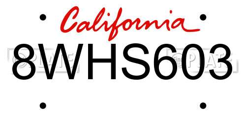 8WHS603 California License Plate