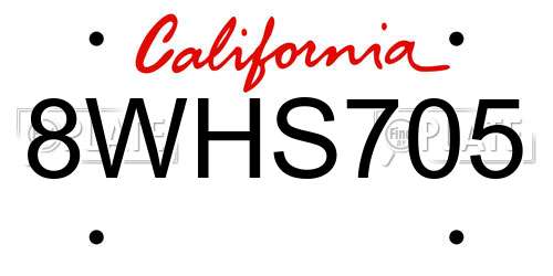 8WHS705 California License Plate