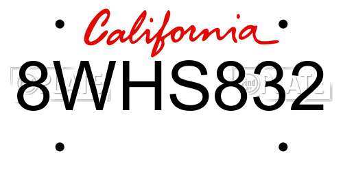 8WHS832 California License Plate
