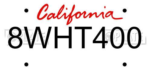 8WHT400 California License Plate