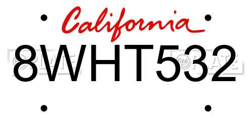 8WHT532 California License Plate