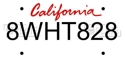 8WHT828 California License Plate
