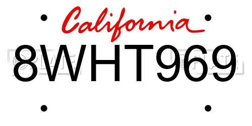8WHT969 California License Plate