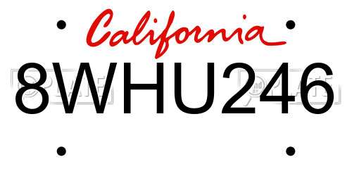 8WHU246 California License Plate
