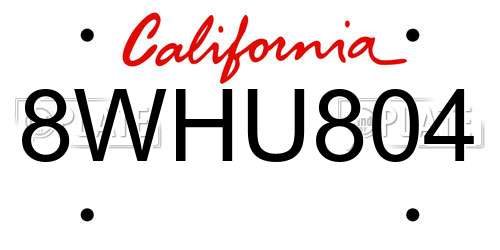 8WHU804 California License Plate