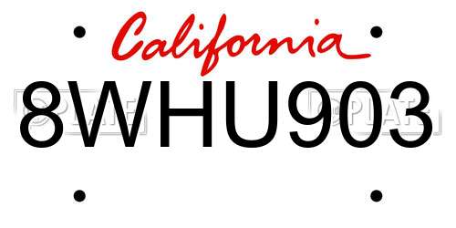 8WHU903 California License Plate