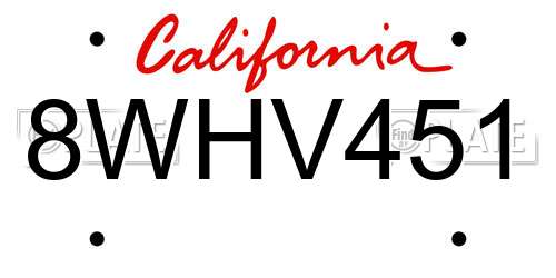 8WHV451 California License Plate