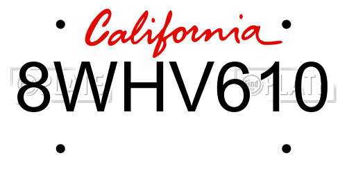 8WHV610 California License Plate