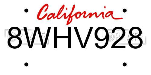 8WHV928 California License Plate