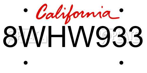 8WHW933 California License Plate