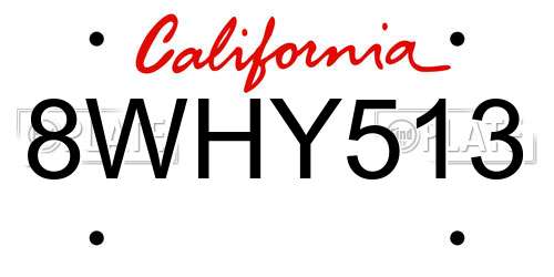 8WHY513 California License Plate