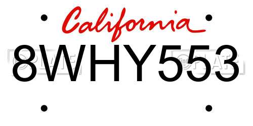 8WHY553 California License Plate