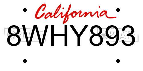 8WHY893 California License Plate