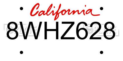 8WHZ628 California License Plate
