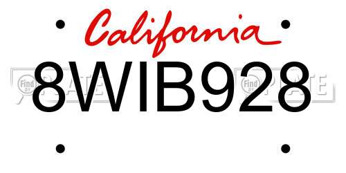 8WIB928 California License Plate