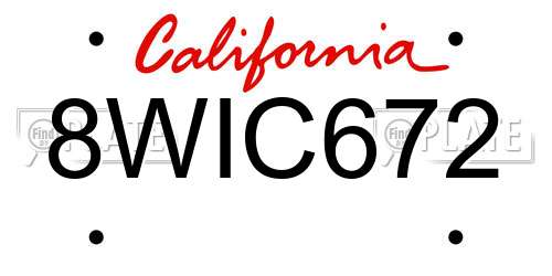 8WIC672 California License Plate