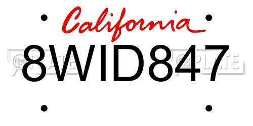 8WID847 California License Plate