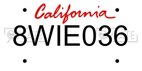 8WIE036 California License Plate