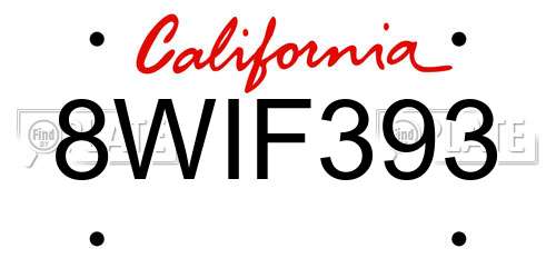 8WIF393 California License Plate