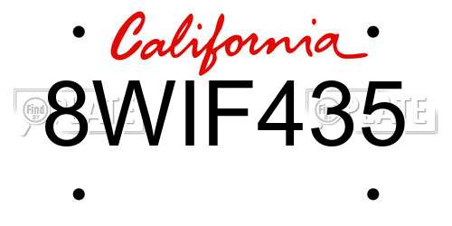 8WIF435 California License Plate