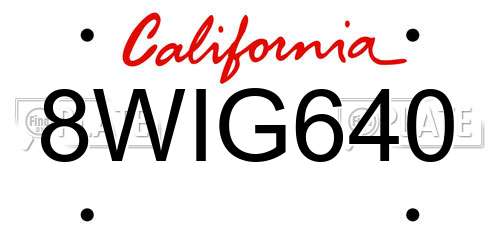 8WIG640 California License Plate