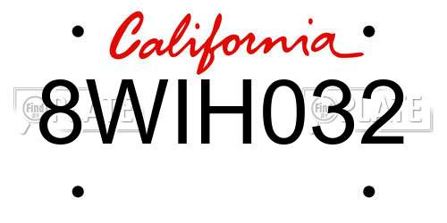 8WIH032 California License Plate