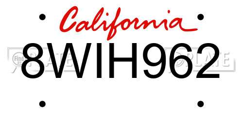 8WIH962 California License Plate