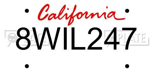 8WIL247 California License Plate