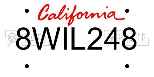 8WIL248 California License Plate