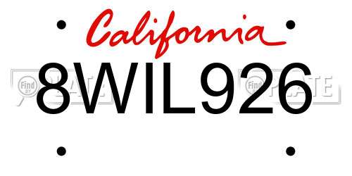 8WIL926 California License Plate