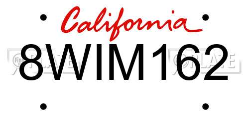 8WIM162 California License Plate