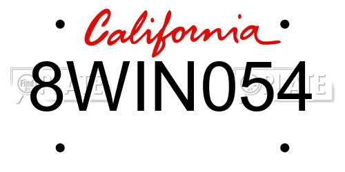 8WIN054 California License Plate